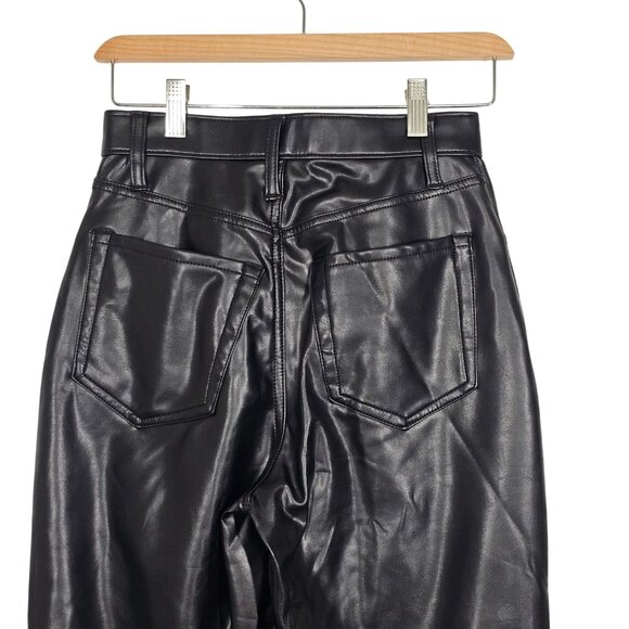 Abercrombie & Fitch Ankle Straight Ultra High Rise Pants Faux Leather Black 26/2 - Picture 10 of 11